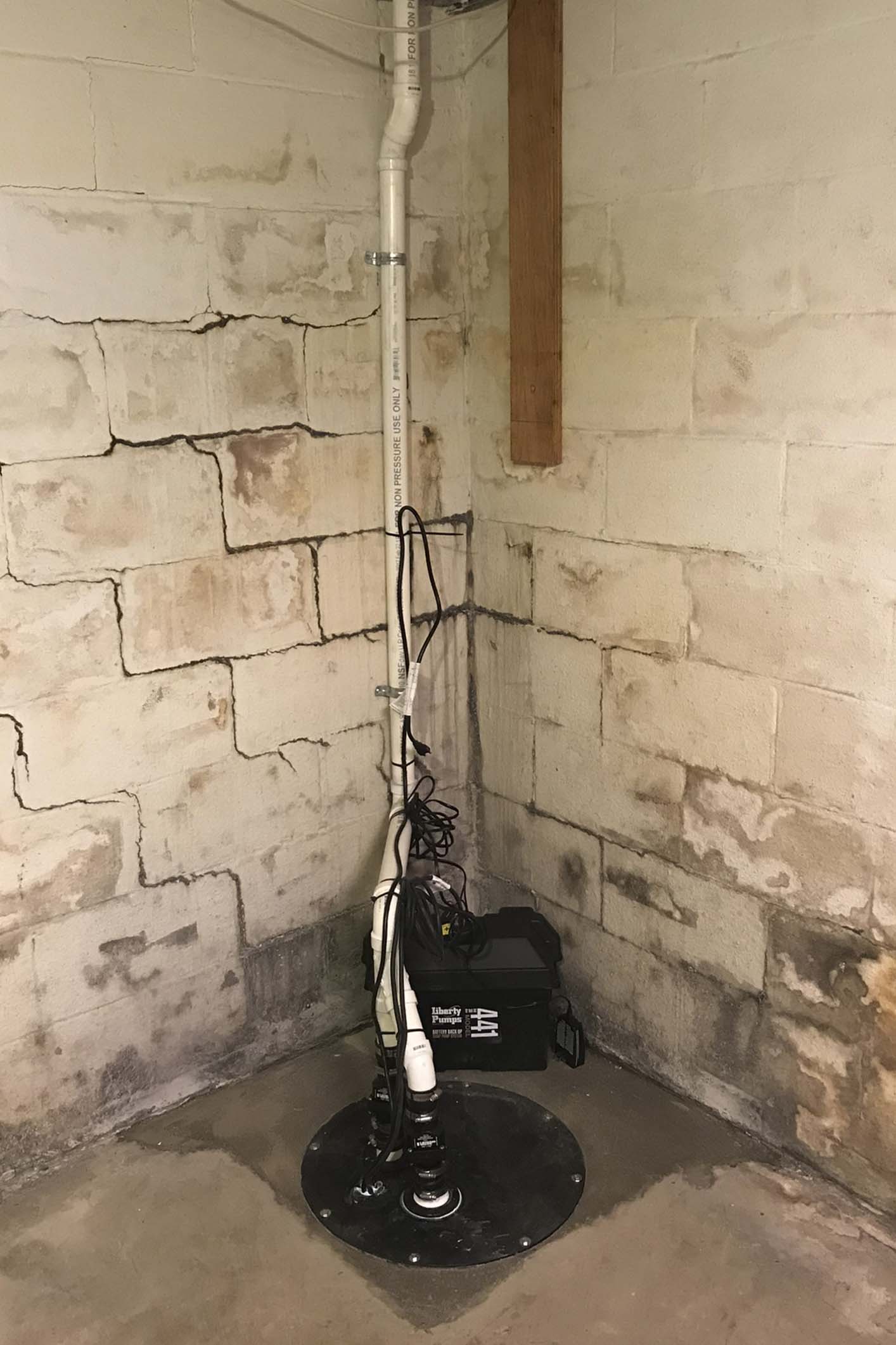 sump pump in a home basement